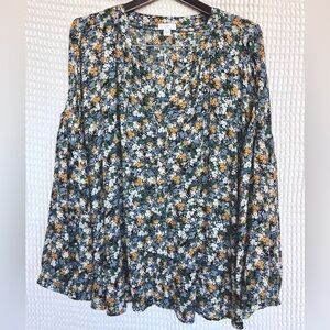 J. Jill Floral Top Boho Floral Cottagecore Long Sleeve Relaxed Fit Size 4X
